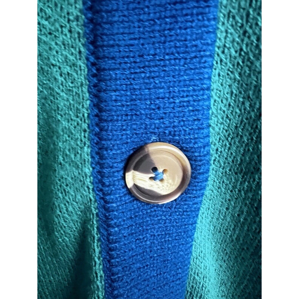 New York & Company Color Block Women's Sweater Cardigan M Medium Blue Green - Picture 5 of 9